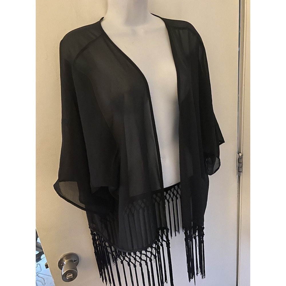 Alythea Sheer Top With Fringe Size M - Picture 4 of 5